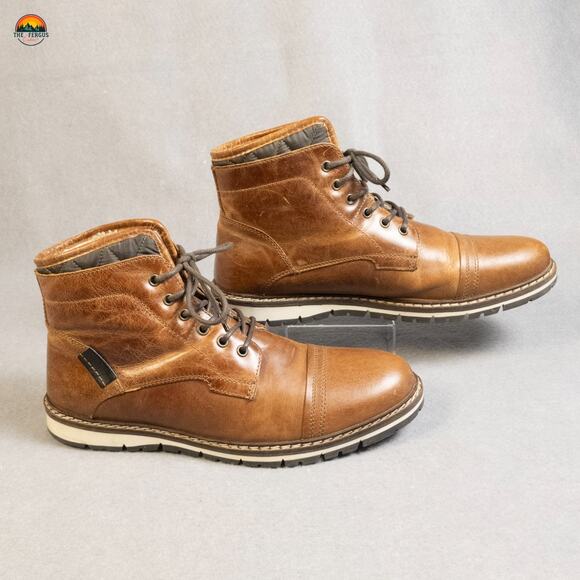 Franco Fortini Blake Chukka Boots Brown Leather Faux Fur Lace-Up Men's Size 13M - Picture 3 of 12